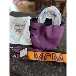 MCM Milano Mini Leather Bucket Bag ~ Purple ~ NWT with MCM strap NWT